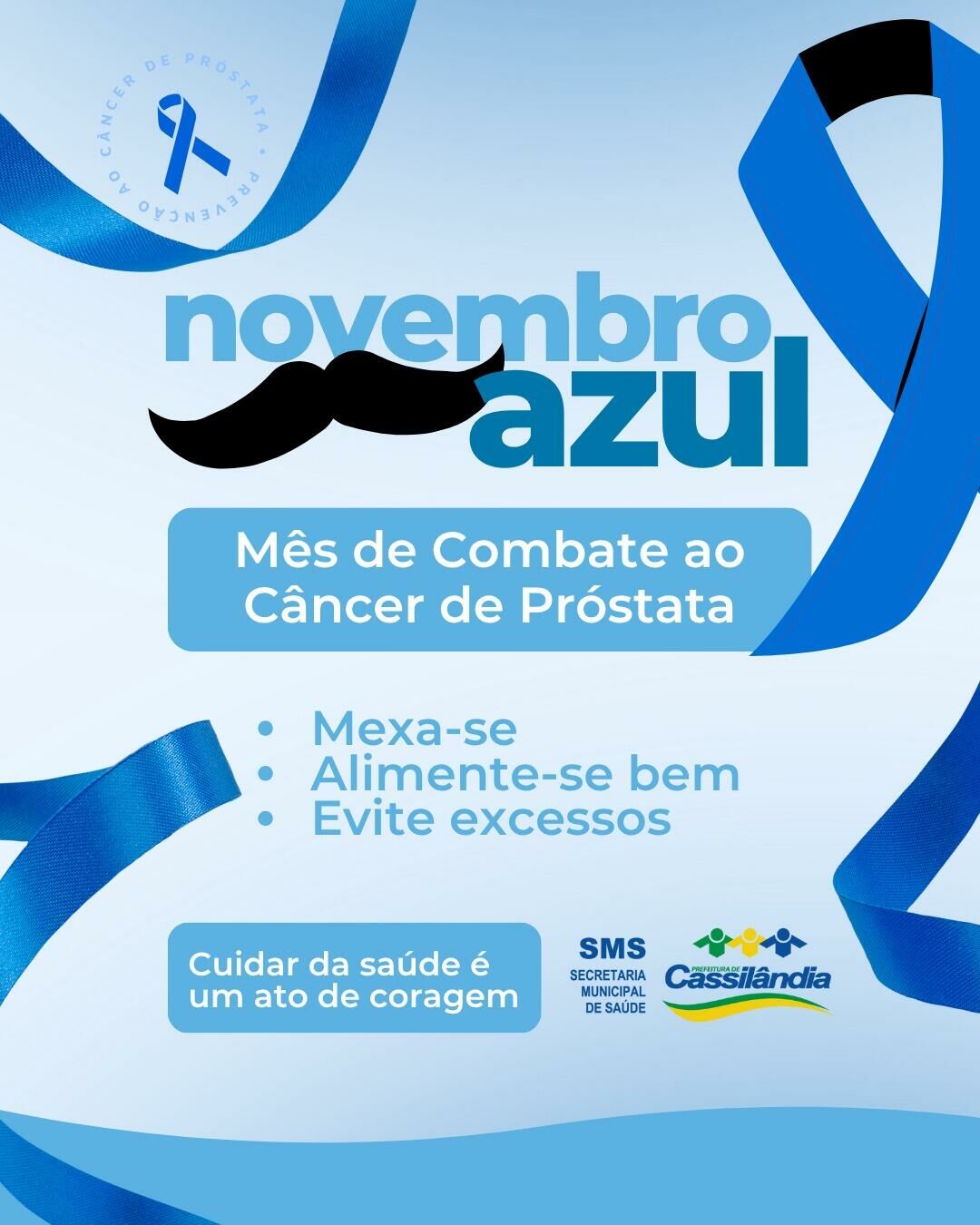 Imagem de compartilhamento para o artigo Prefeitura de Cassilândia intensifica ações de prevenção: Unidades de saúde focadas no Novembro Azul da MS Todo dia